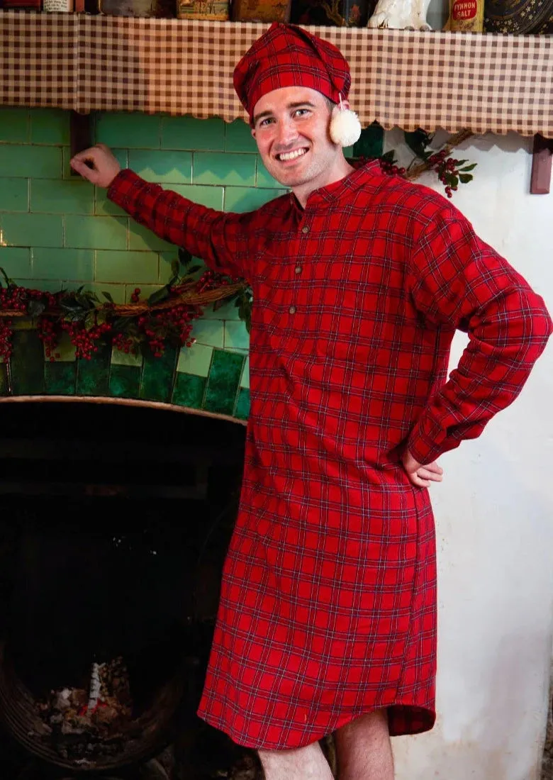 Men's Flannel Nightshirt | Red Tartan