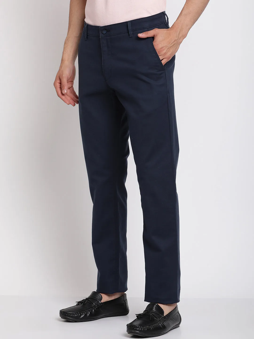 Men's Formal Flat front Blue  Trousers