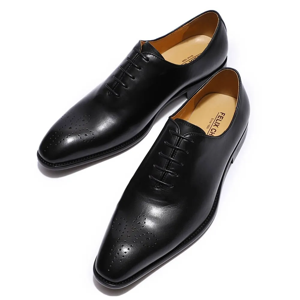 Mens Formal Shoes Genuine Cow Leather Whole Cut Oxford Shoes for Men Italian Style Dress Shoes for Wedding Office Laces Up Shoes