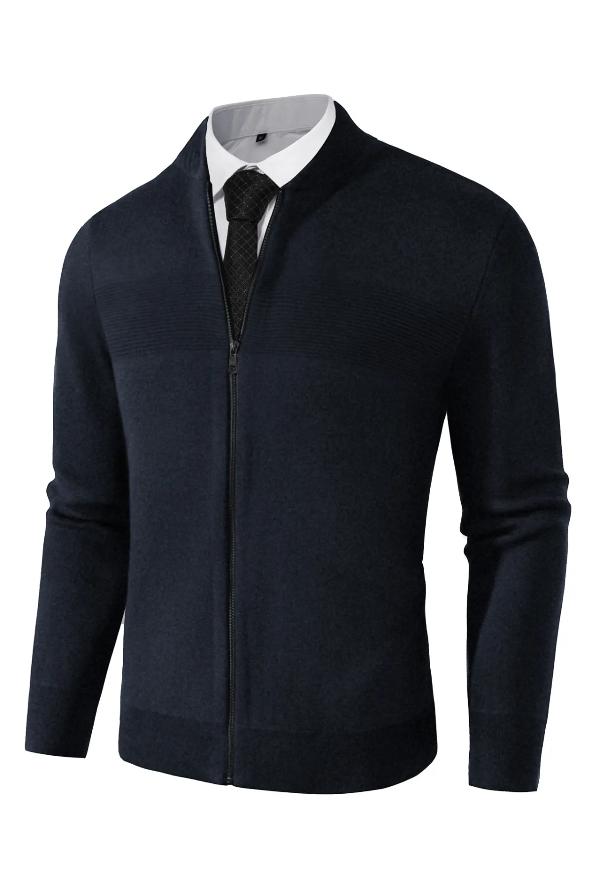 Men's Full Zip Up Sweater Casual Stand Collar Cardigan Lightweight Knit Jacket