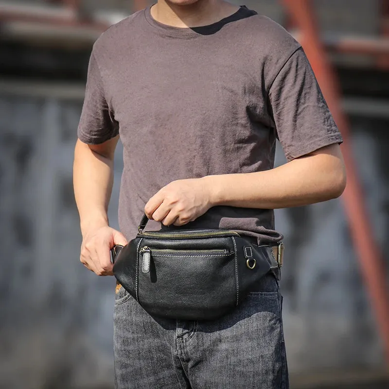 Men's Genuine Leather Chest Bag Outdoor Sports Waist Bag