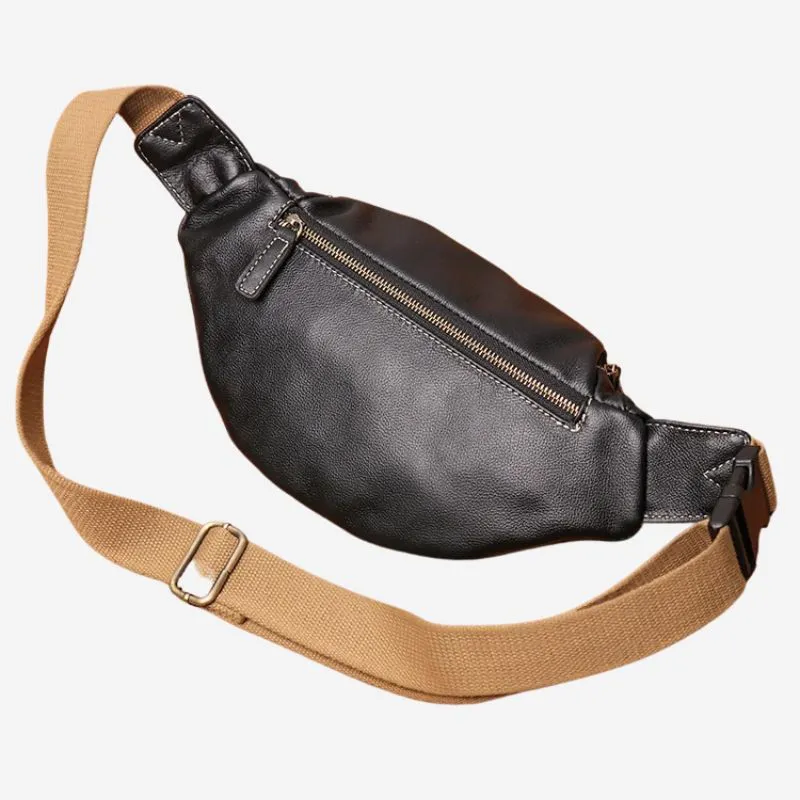 Men's Genuine Leather Chest Bag Outdoor Sports Waist Bag