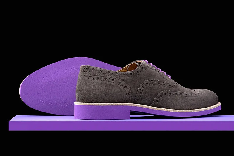 Mens Grey & Purple Suede Wingtip Dress Shoes