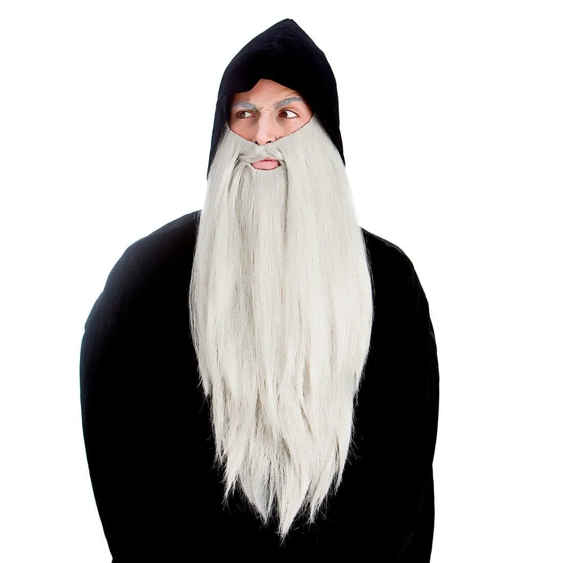 Mens Grey Deluxe Long Beard Halloween Party Accessory