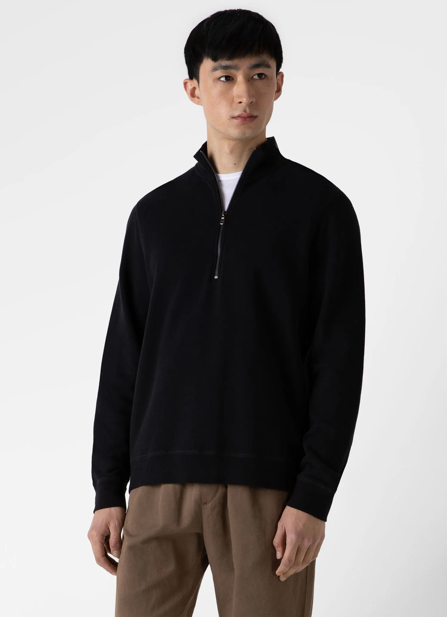 Men's Half Zip Loopback Sweatshirt in Black