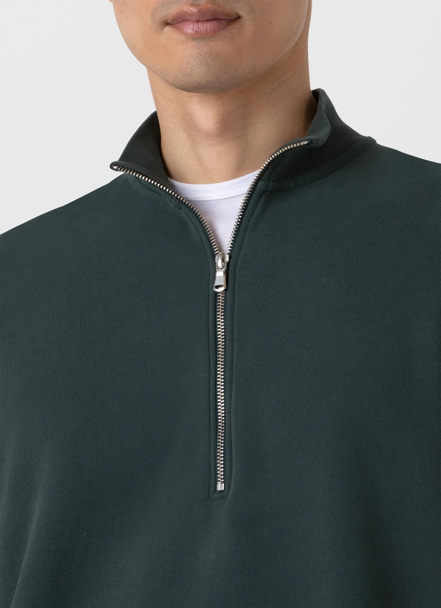 Men's Half Zip Loopback Sweatshirt in Holly Green