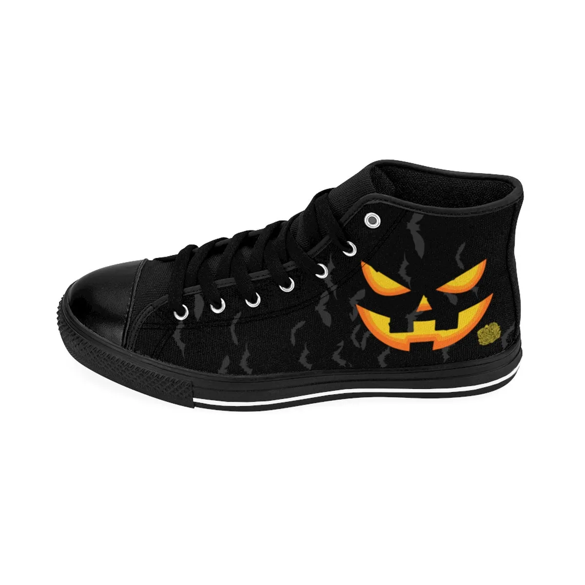 Men's Halloween Sneakers, Party Bats Orange Creepy Pumpkin Face Men's High-Top Sneakers