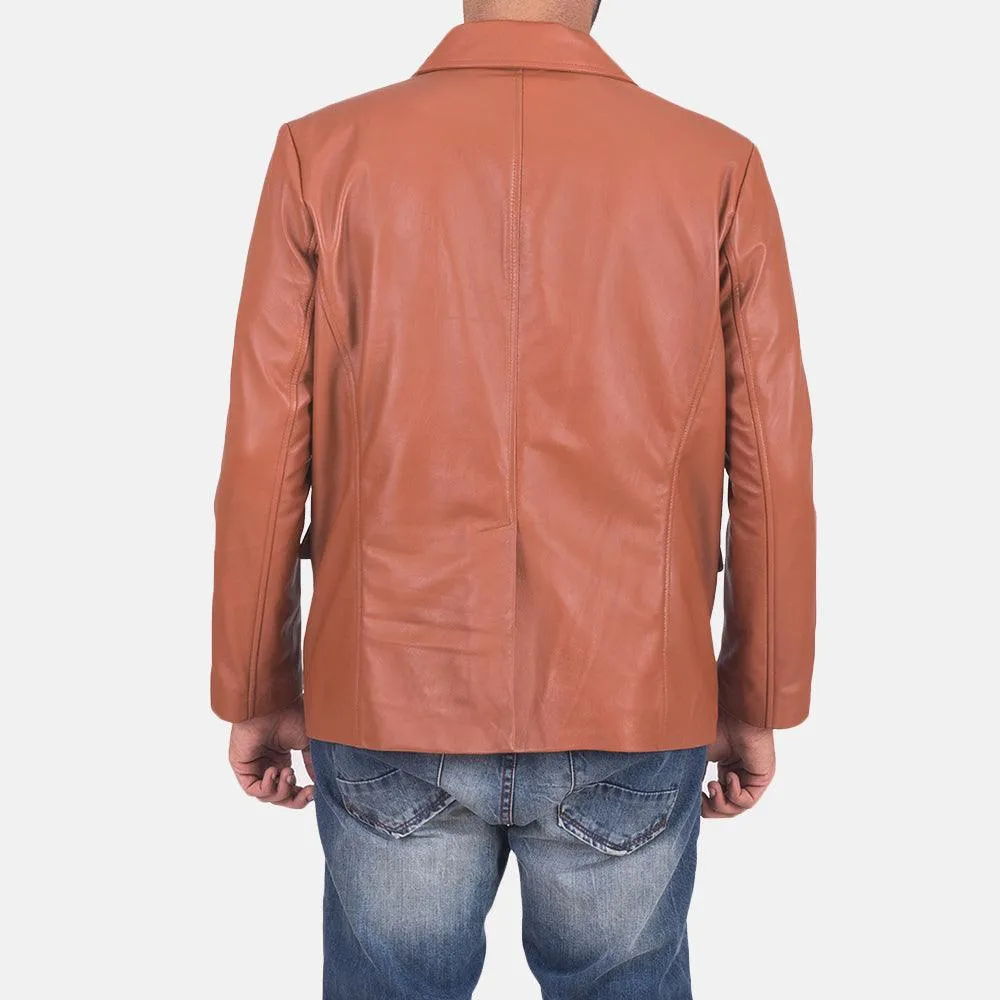 Mens James Tan Brown Leather Blazer