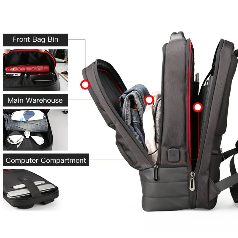 Men's Large Capacity 15" Laptop Backpack with USB Charging