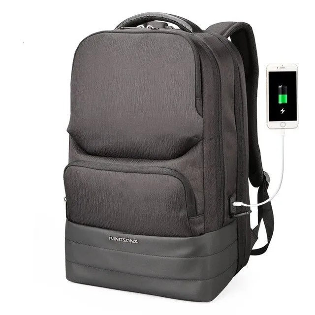 Men's Large Capacity 15" Laptop Backpack with USB Charging