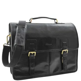 Mens Leather Briefcase Cross Body Bag Buckerell Black