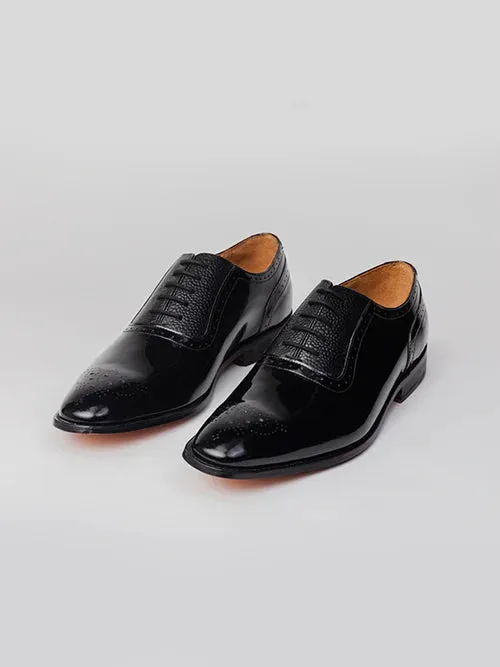 men's leather formal brogue -  patent black