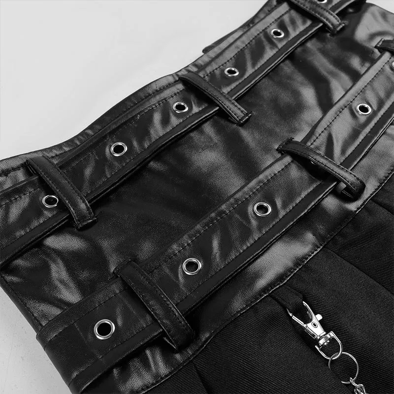 Men's Leather Skirts Medieval Cosplay Gothic Punk Maxi Chain Cosplay Skirt