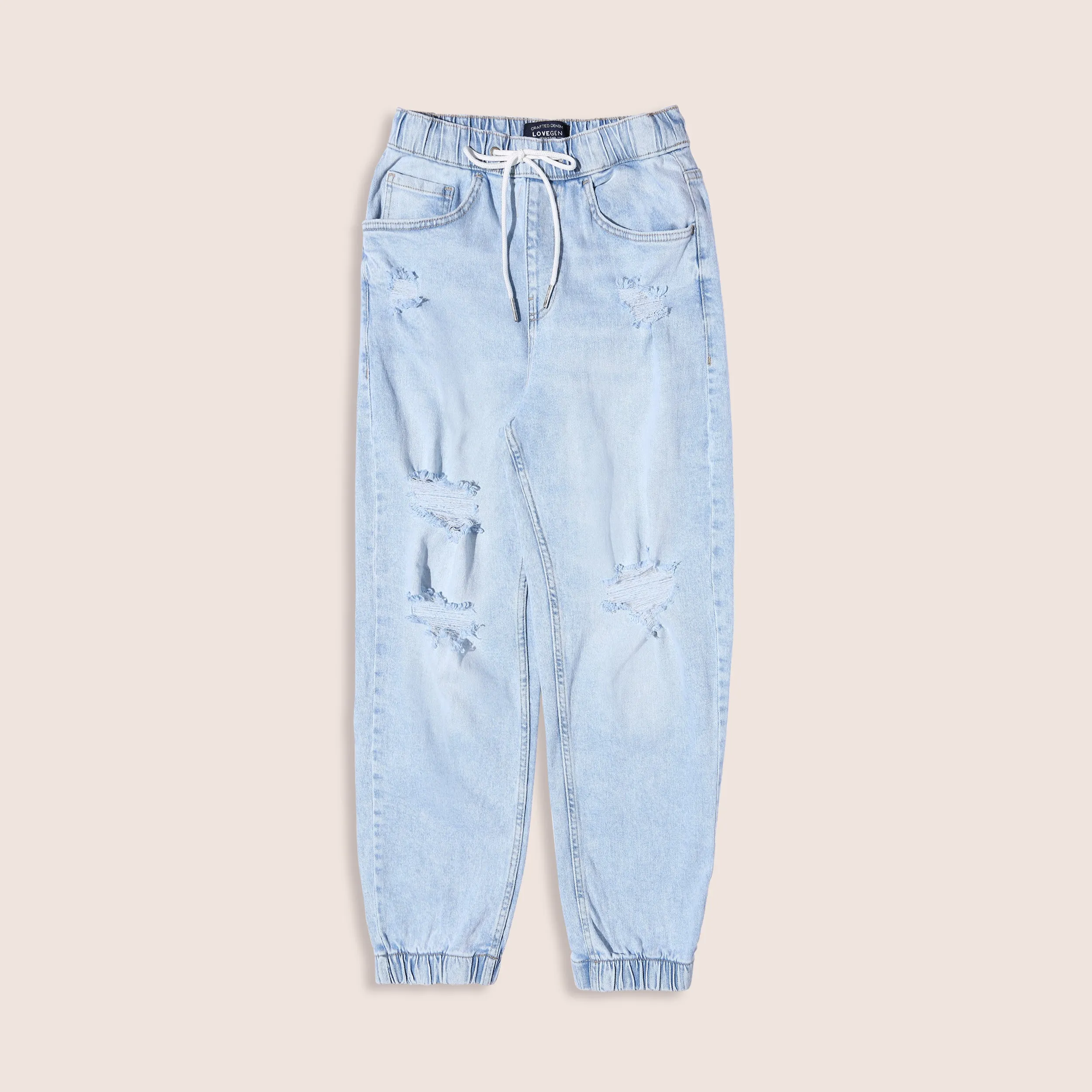 Men's Light Blue Denim Joggers