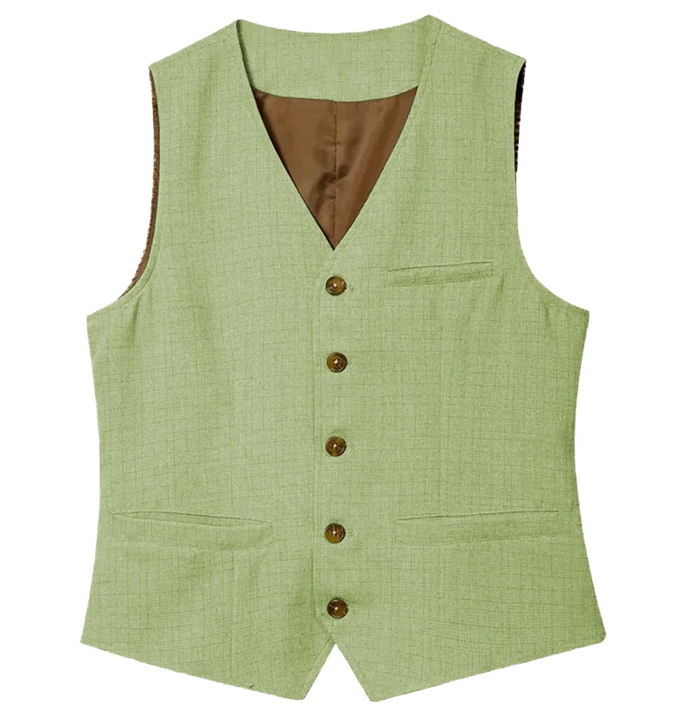 Men's Linen V Neck Vest Casual Summer Fashion Waistcoat