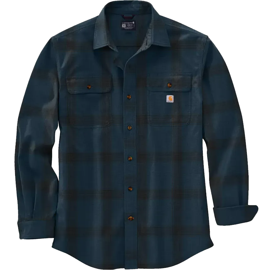 Men's Loose Fit Heavyweight Flannel Long Sleeve Plaid Shirt