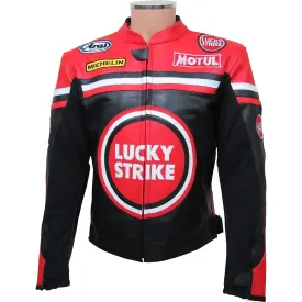 Mens Lucky Strike Leather Motorcycle Jacket