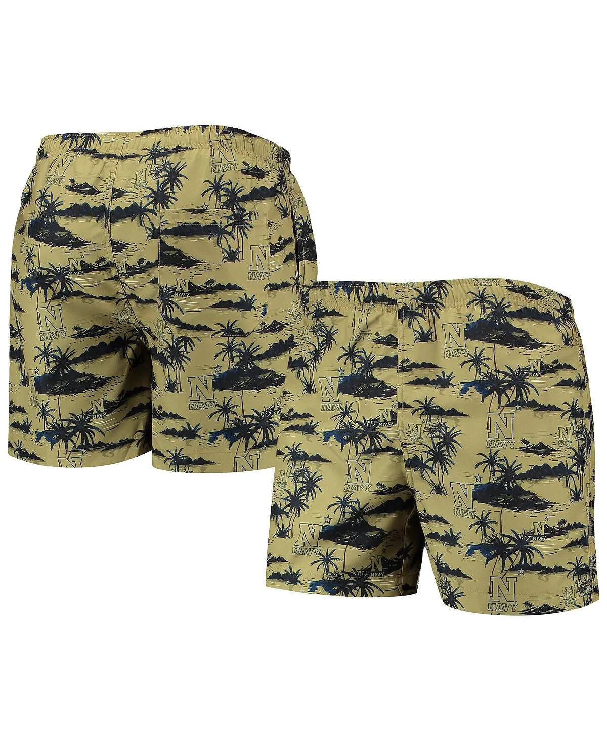 Men's midshipmen island palm swimming trunks gold navy blue FOCO