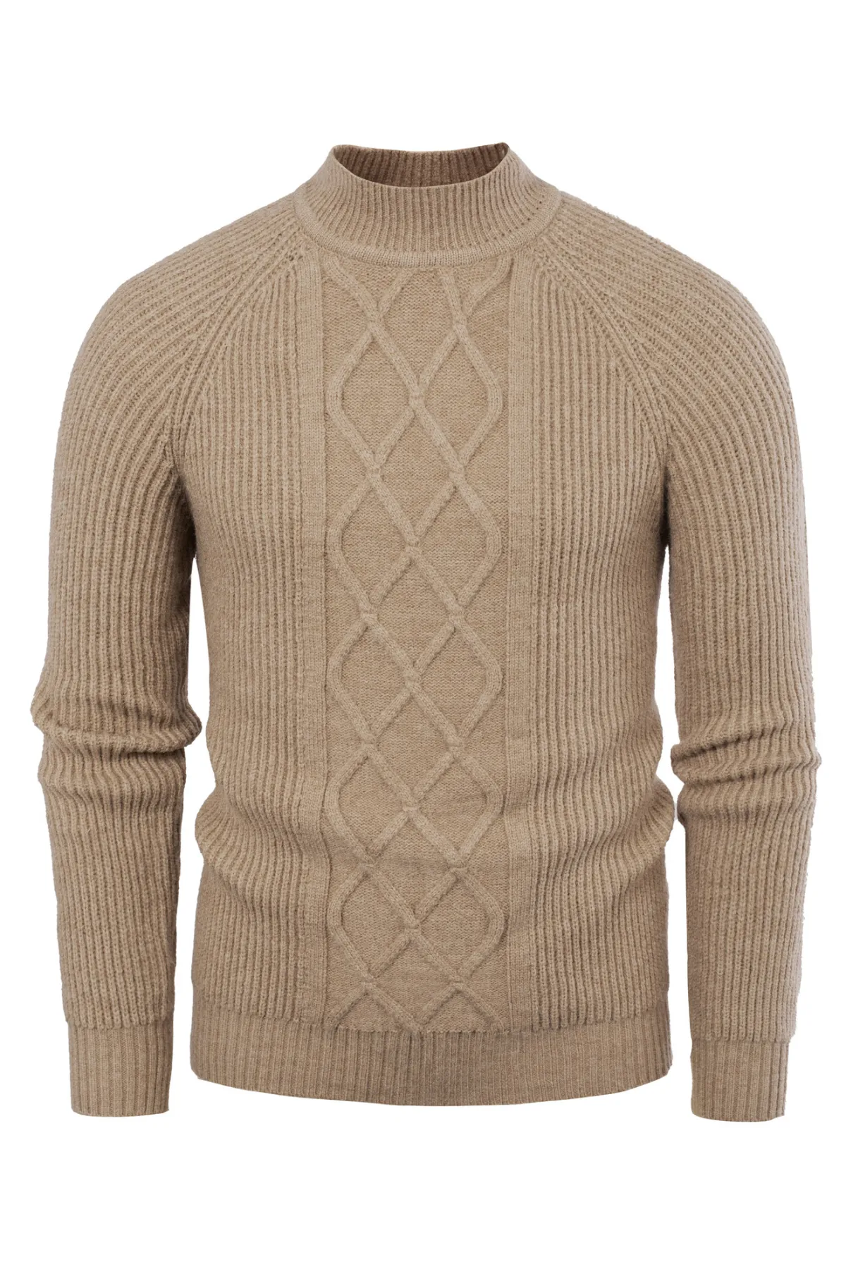 Men's Mock Neck Sweater Casual Cable Twisted Knitted Pullover Casual Sweaters