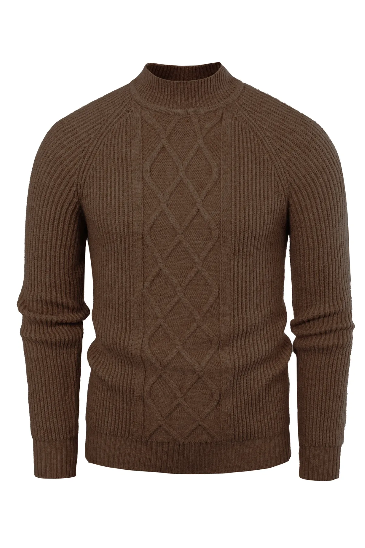 Men's Mock Neck Sweater Casual Cable Twisted Knitted Pullover Casual Sweaters