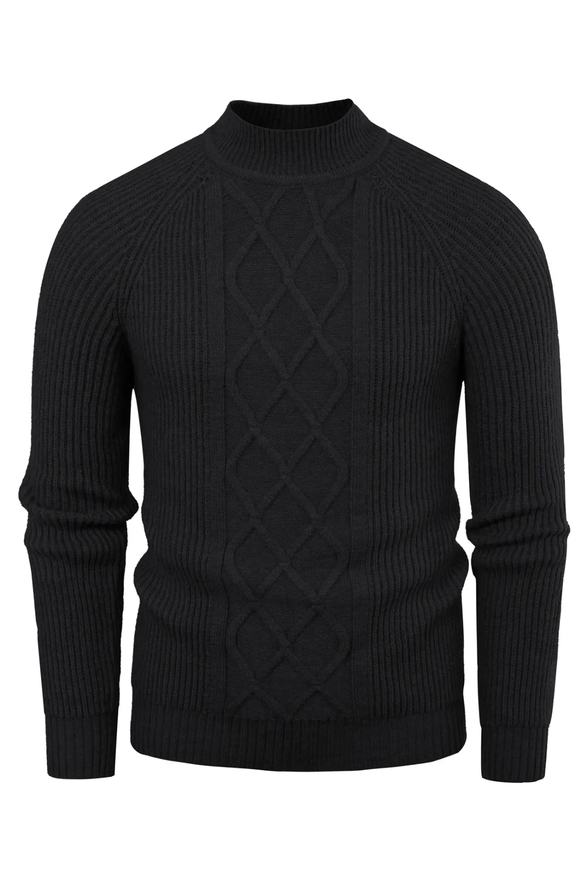 Men's Mock Neck Sweater Casual Cable Twisted Knitted Pullover Casual Sweaters