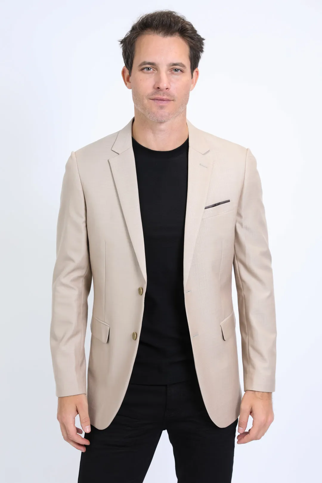 Mens Modern Fit Stretch Date Night Khaki Blazer