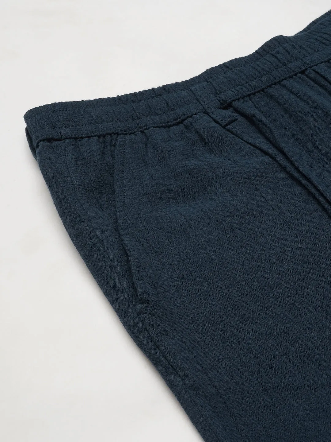 Men's Navy Cotton Loose Fit Pant