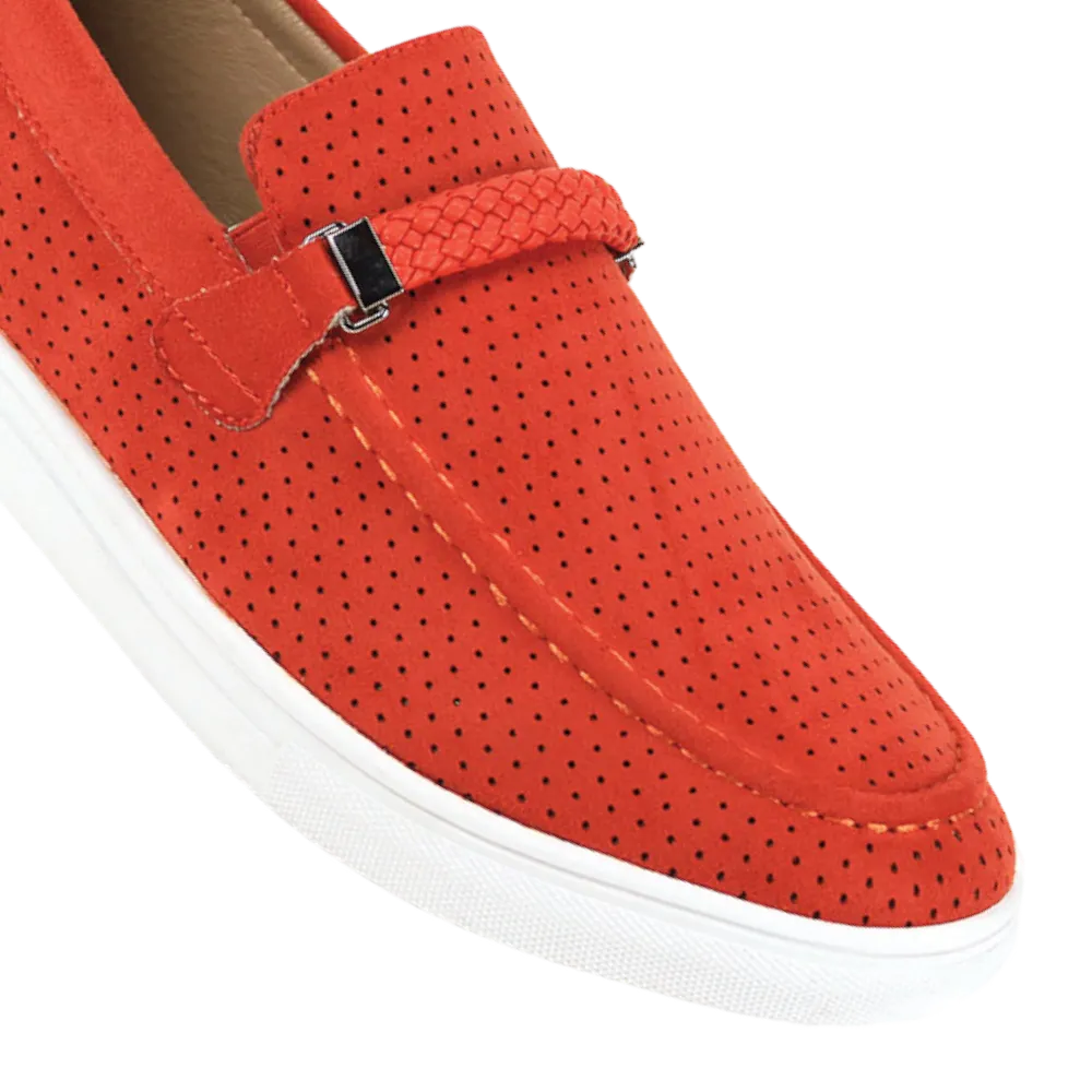 Men's Orange Loafer Slip-On Casual Shoes Suede Material Style No-6998