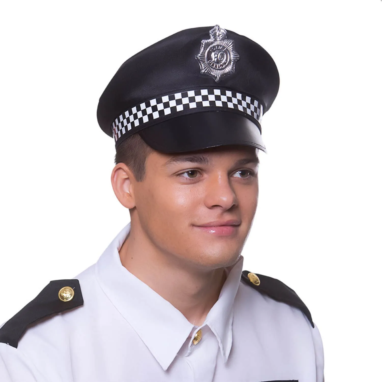 Mens Police Officer Hat Peaked Cap Fancy Dress Stag Party