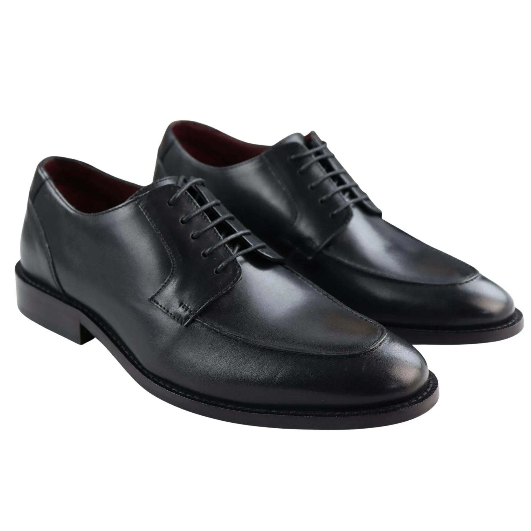 Mens Real Full Leather Welted Derby Shoes Smart Casual Black Wine Classic Vintage