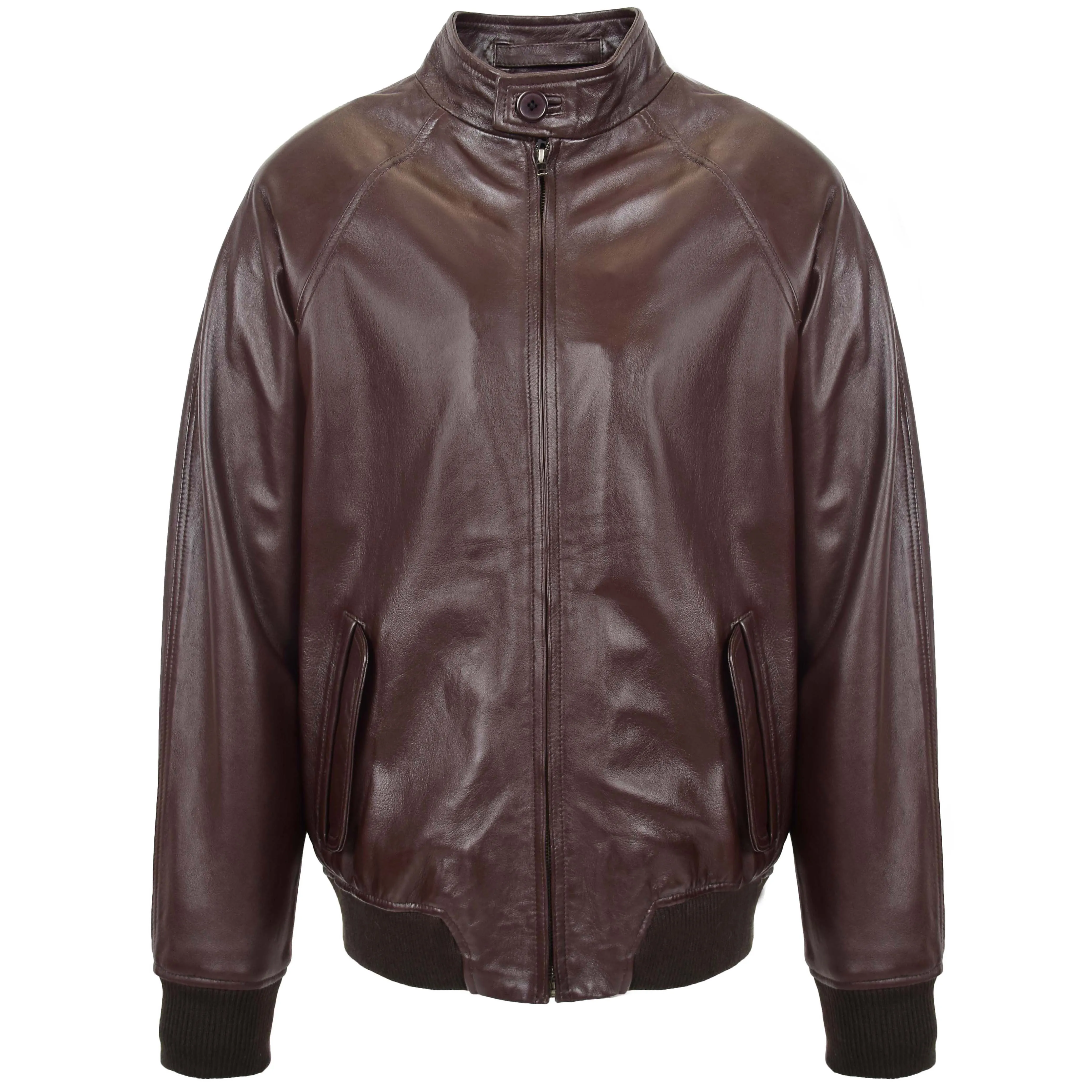 Mens Real Leather Bomber Jacket Raglan Shoulder Francis Brown