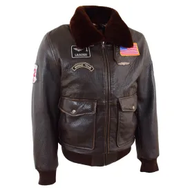 Mens Real Leather G-1 Style Rub Off Bomber Maverick Brown