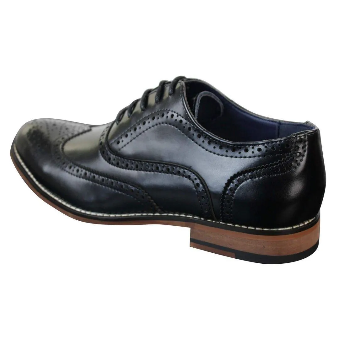 Mens Real Leather Laced Gatsby Brouges Smart Designer Retro Vintage Shoes