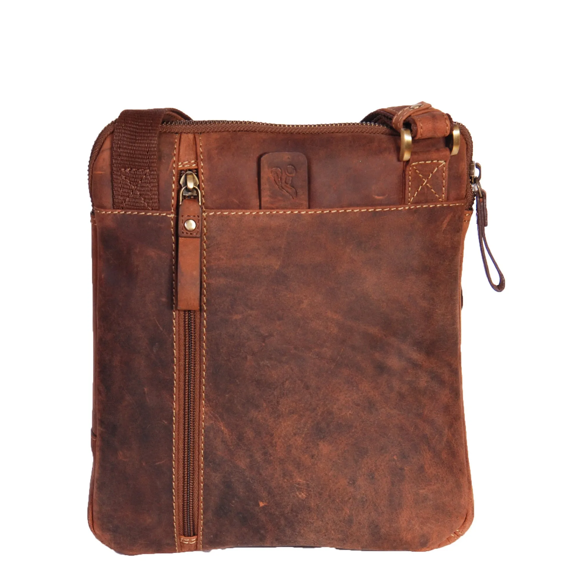 Mens Real Leather Tablet Shoulder Bag HOL64 Tan