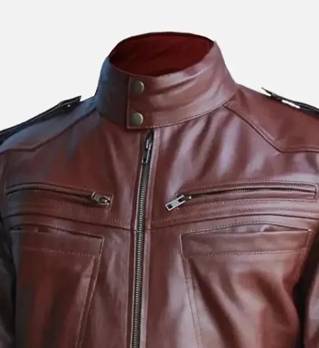 Men's Reddish Brown Leather Jacket