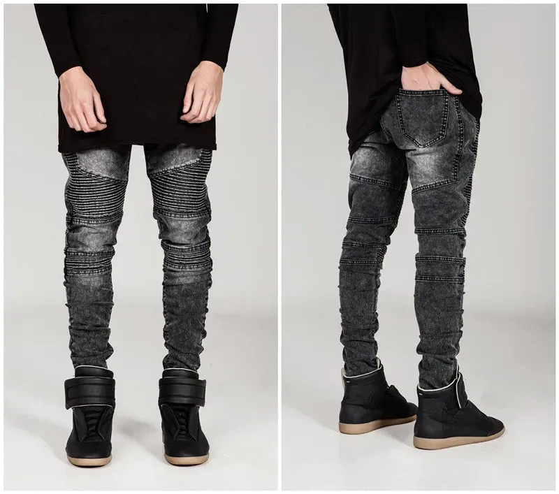 Men's Ribbed Slim Fit Biker Jeans