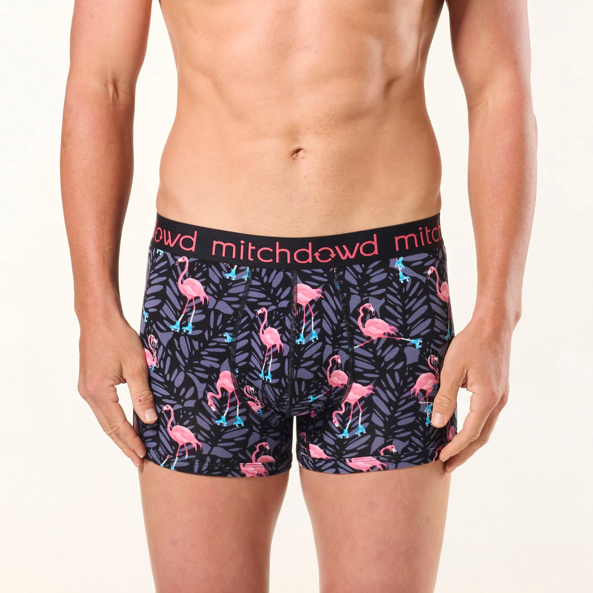 Men's Rolling Flamingos Bamboo Trunk 2 Pack - Black