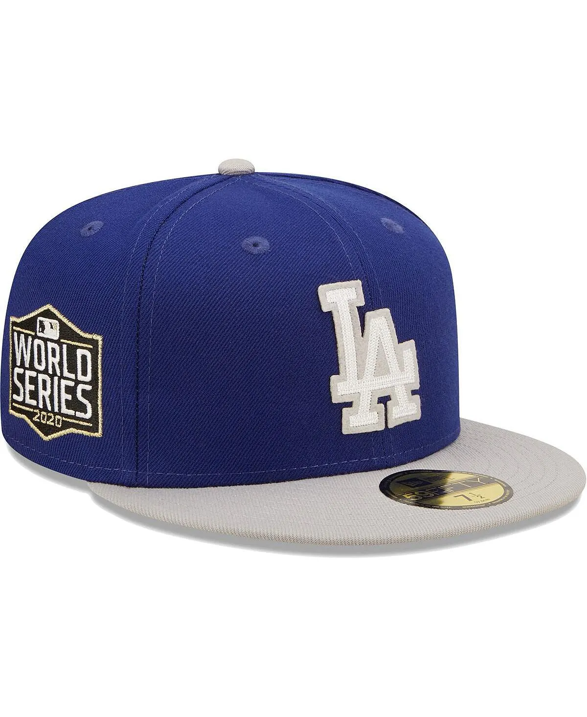 Men's Royal Gray Los Angeles Dodgers World Series Champions 2020 Letterman 59Fifty Hat. New Era