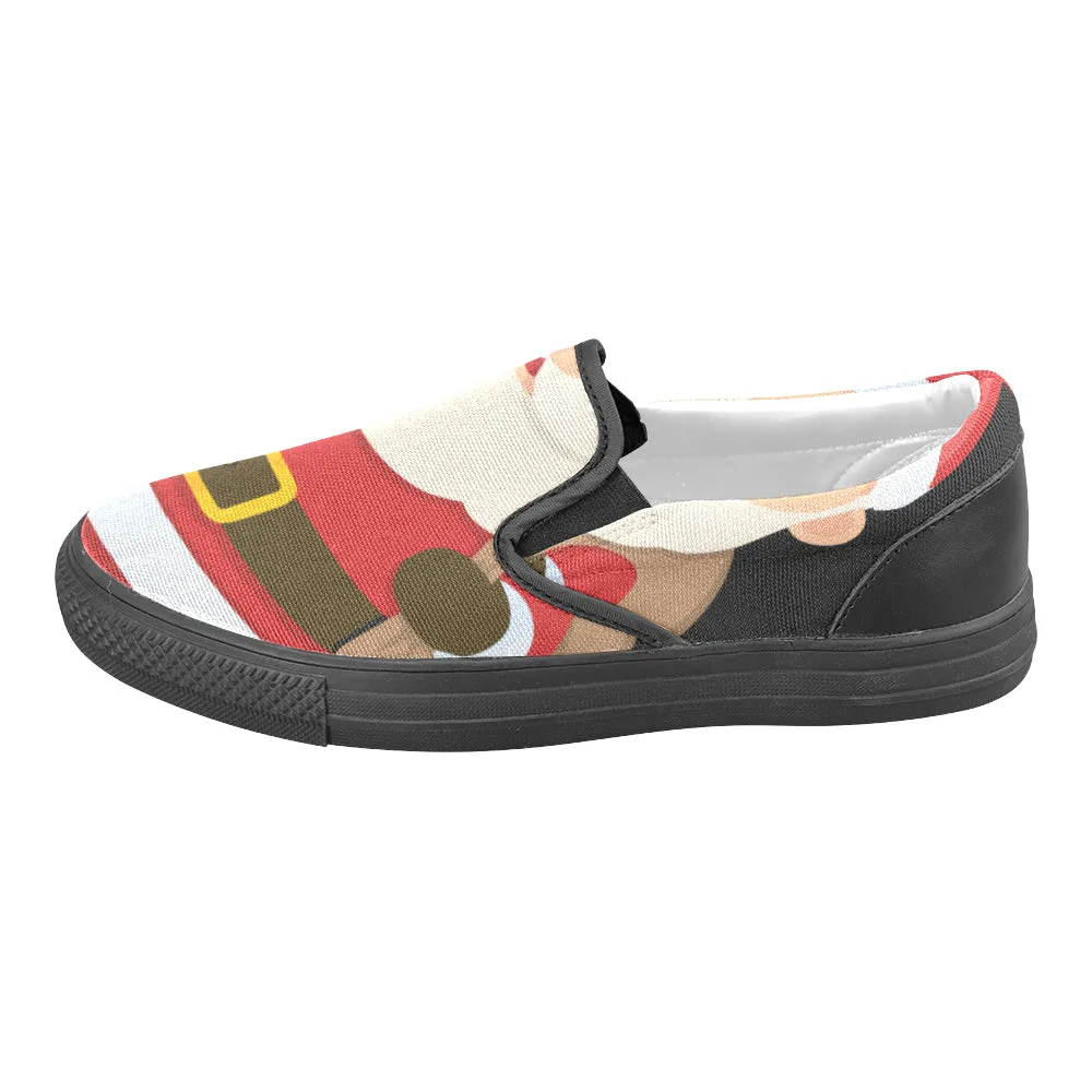 Men's Santa Claus Christmas Print Canvas Slip On Shoes