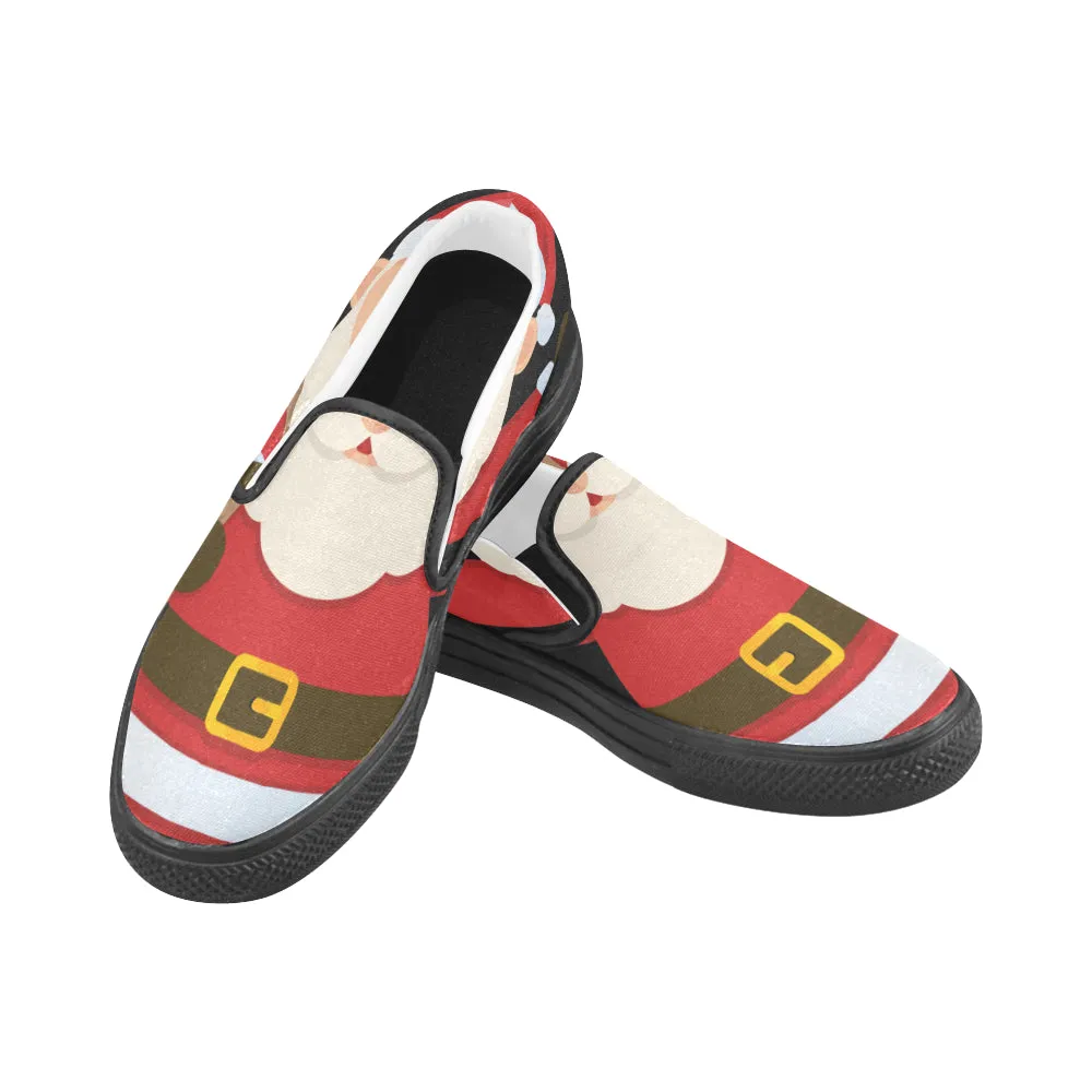 Men's Santa Claus Christmas Print Canvas Slip On Shoes