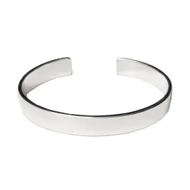 Men's Silver Cuff Bangle Bracelet 9mm Plain Solid Sterling Silver