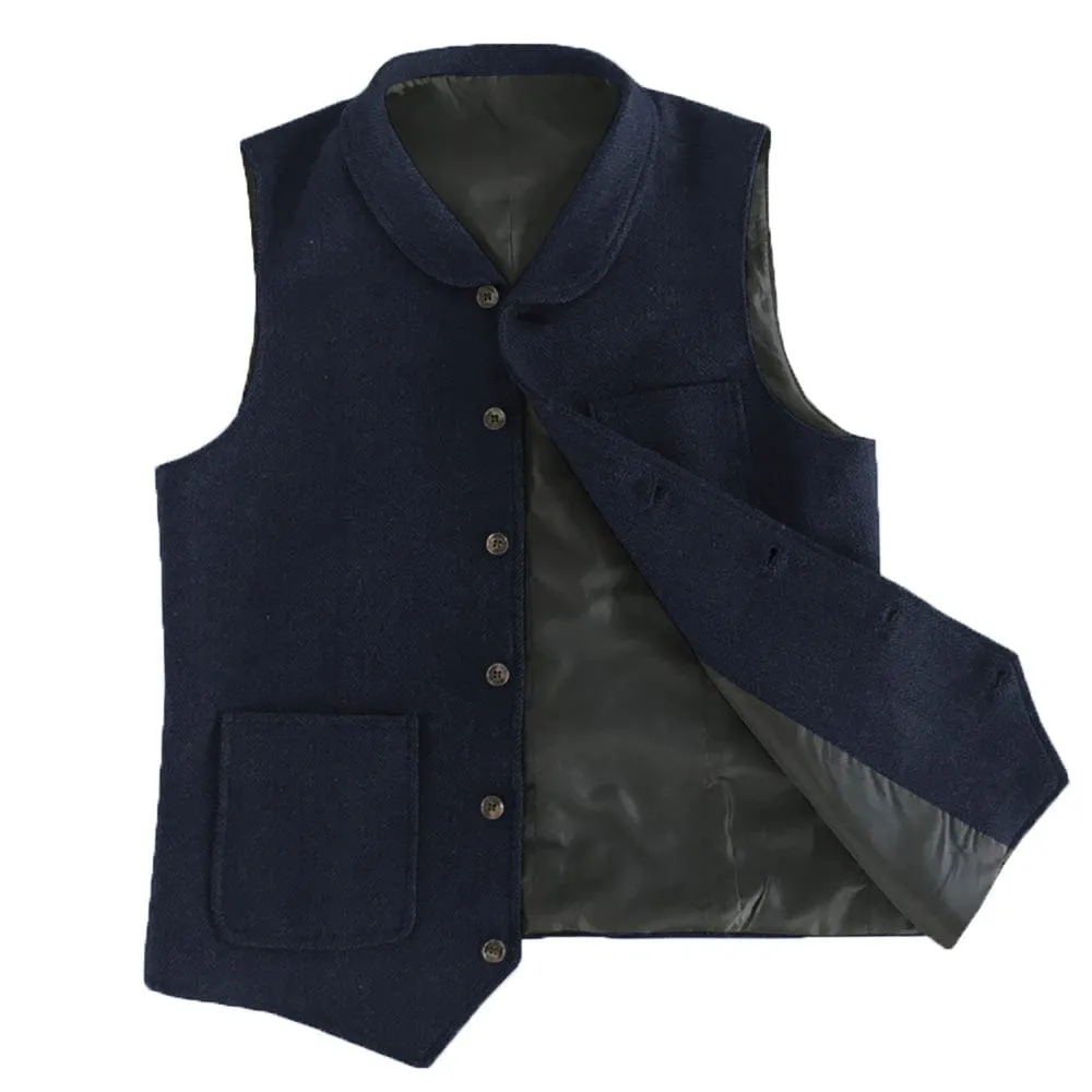 Men's Single Breasted Fashion Herringbone V Neck Waistcoat