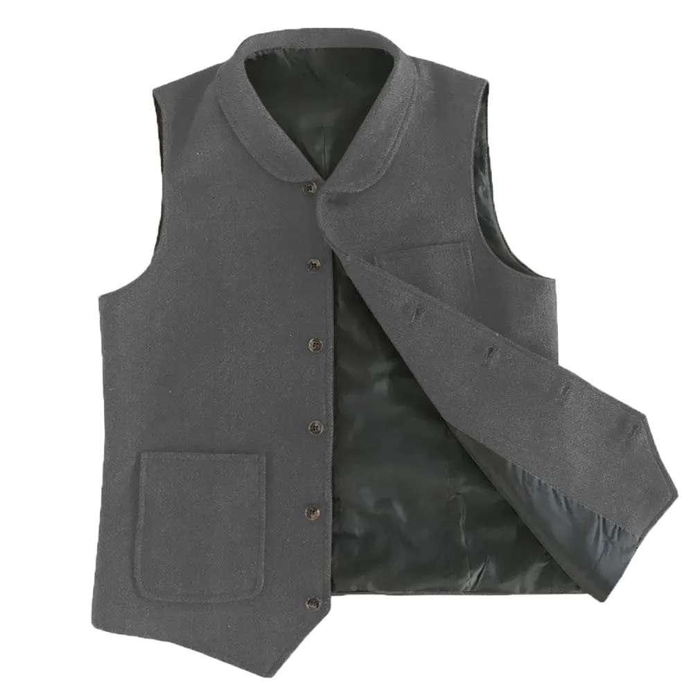 Men's Single Breasted Fashion Herringbone V Neck Waistcoat