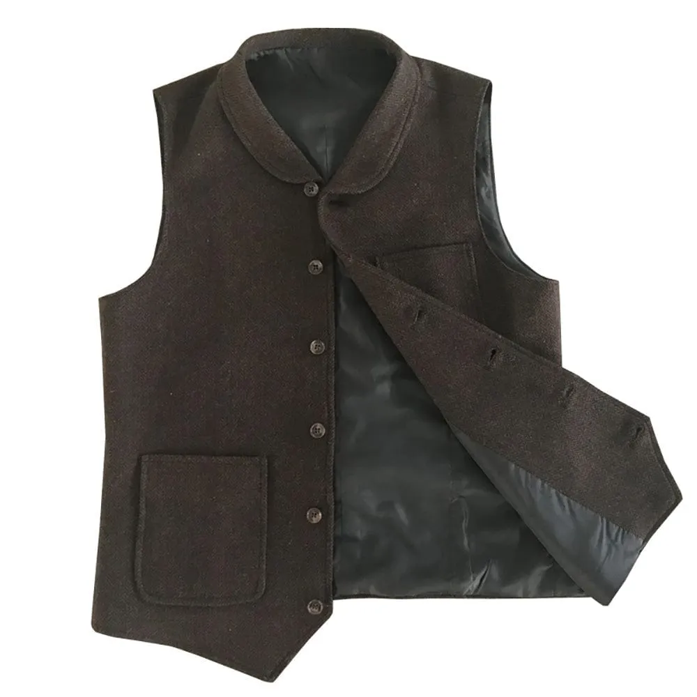 Men's Single Breasted Fashion Herringbone V Neck Waistcoat