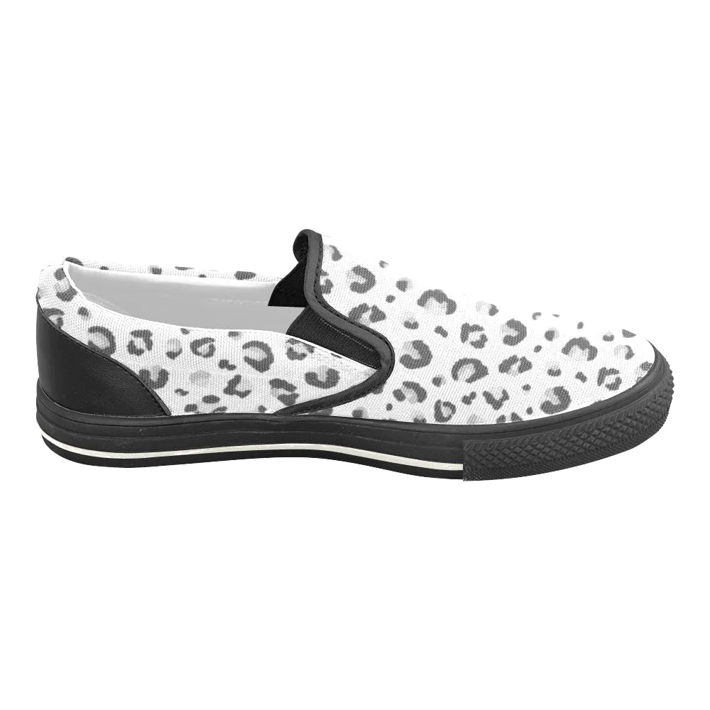 Men's Snow Leopard Print Slip-on Canvas Shoes