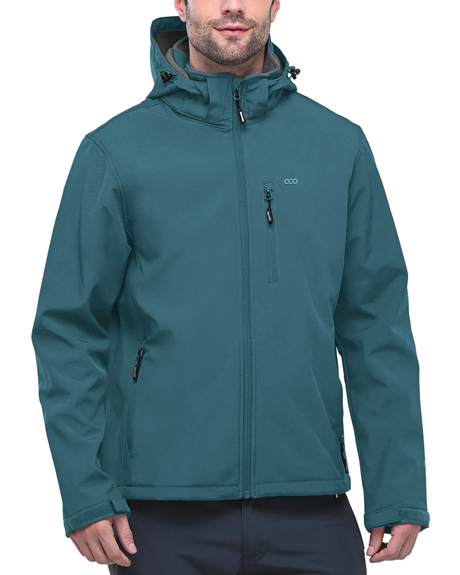 Men's Softshell Jacket with Hood Fleece Lined Windbreaker Lightweight Waterproof Jackets for Hiking