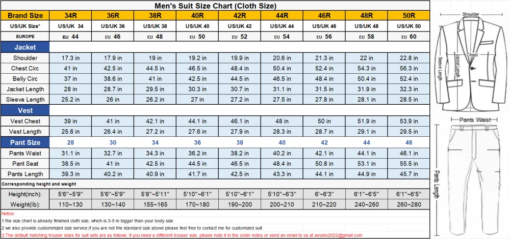 Men's Suit 3 Piece Double Button Notch Lapel Jacket（Blazer Vest Pants）