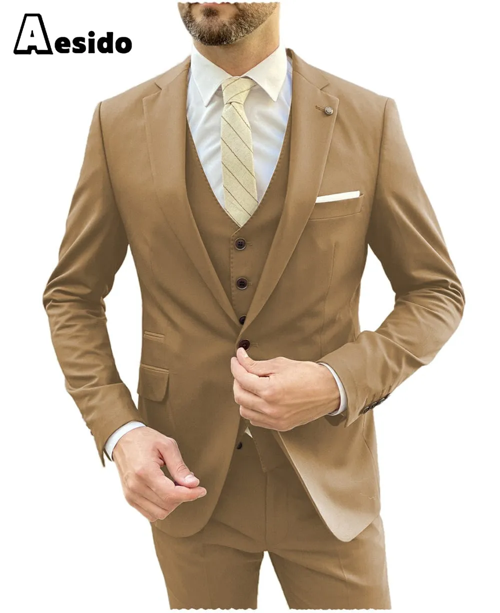 Men's Suit 3 Pieces Single Buttons Notch Lapel Jacket（Blazer Vest Pants）