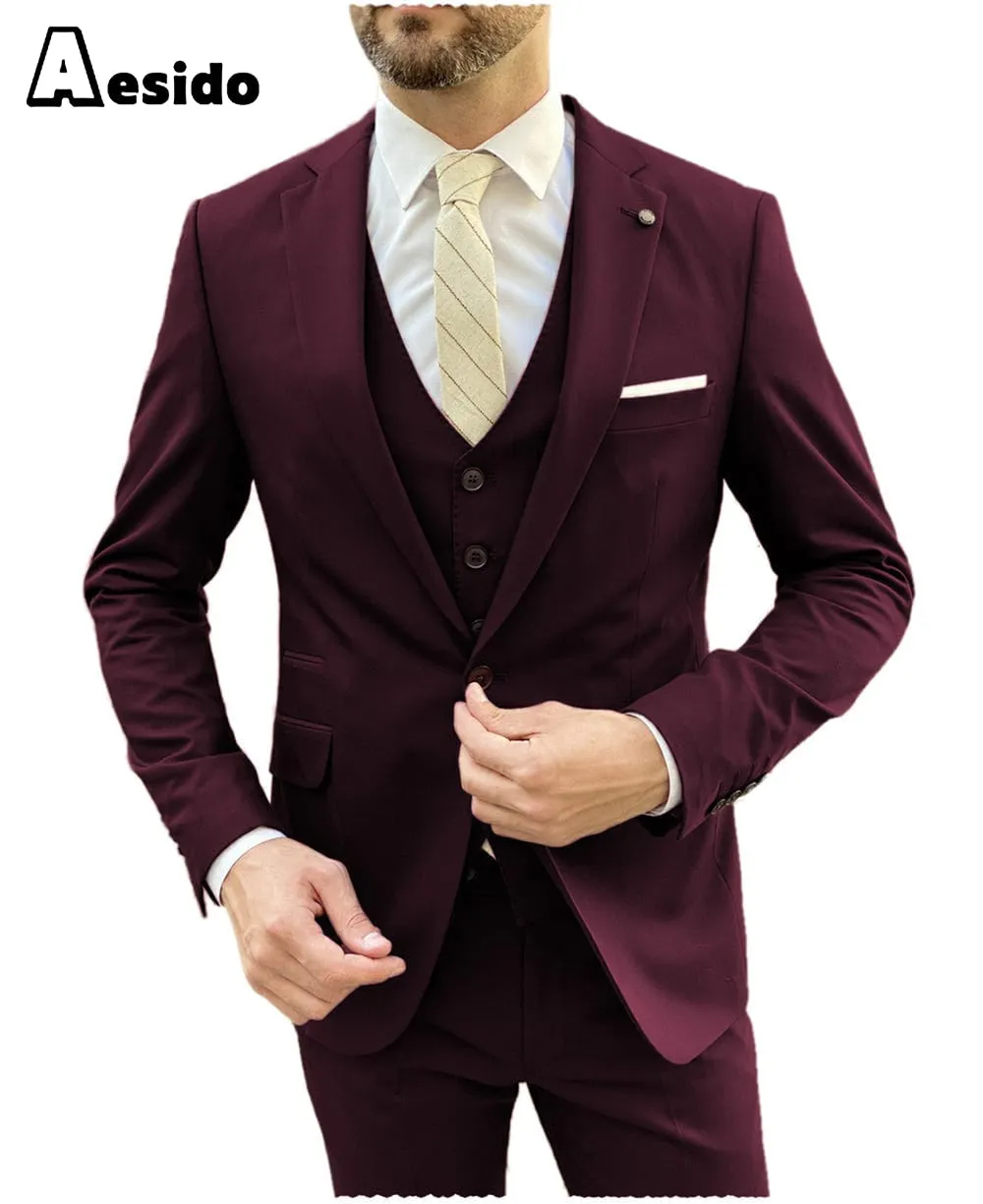 Men's Suit 3 Pieces Single Buttons Notch Lapel Jacket（Blazer Vest Pants）