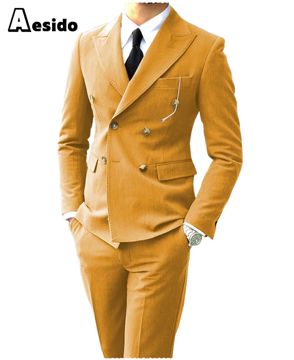 Men's Suit Peak Lapel Double Breasts Jacket (Blazer Pants)